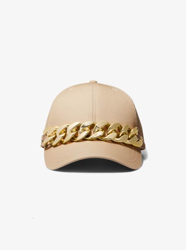 Damske Klobuky Michael Kors Chain Link Cotton Baseball Cap Hnedožltý - Doplnky Michael Kors Levně | ABRVK-4853